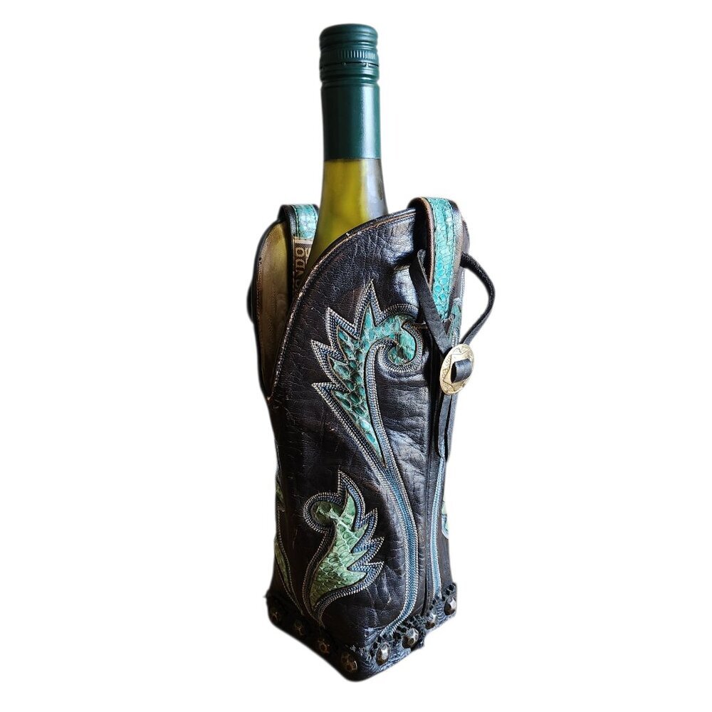 Vintage Southwestern Hondo Western Cowboy Concho Turquoise Boot Bottle Holder